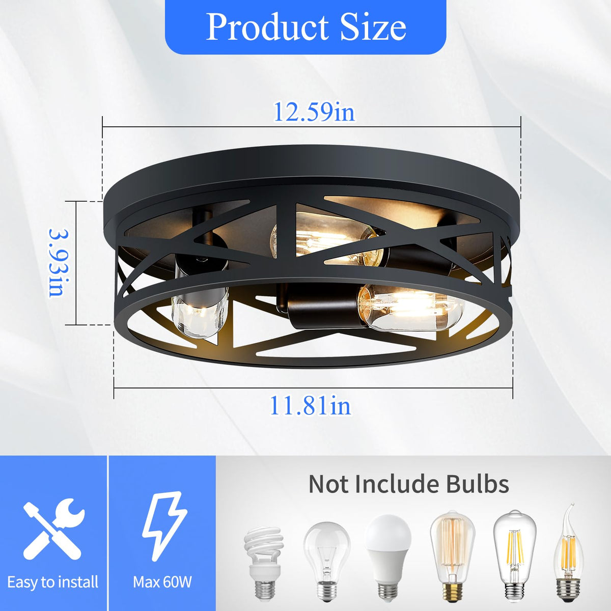 SKEJAO 3-light hallway fixture with durable metal frame
