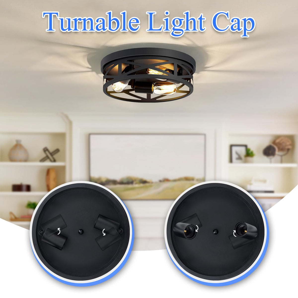 SKEJAO kitchen flush-mount light compatible with E26 bulbs