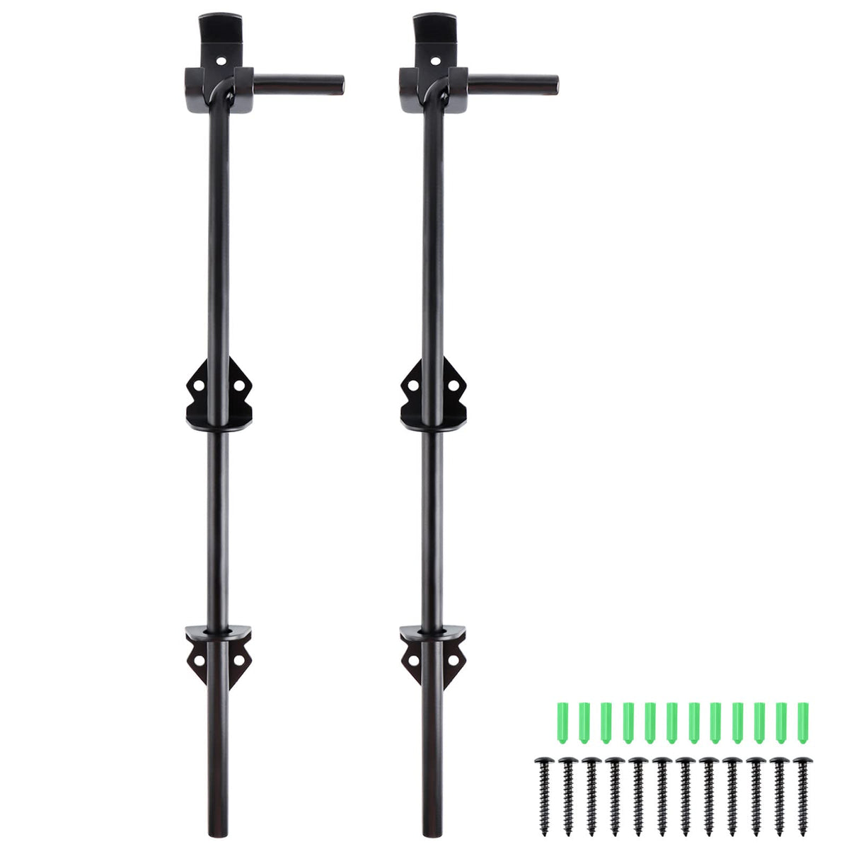 Skelang 2Pcs cane bolt installed on wooden gate for secure closure