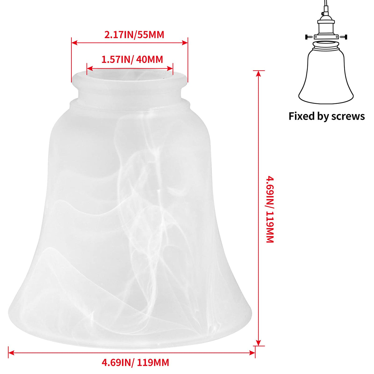 Skelang bell shape globe in alabaster diffuses warm light