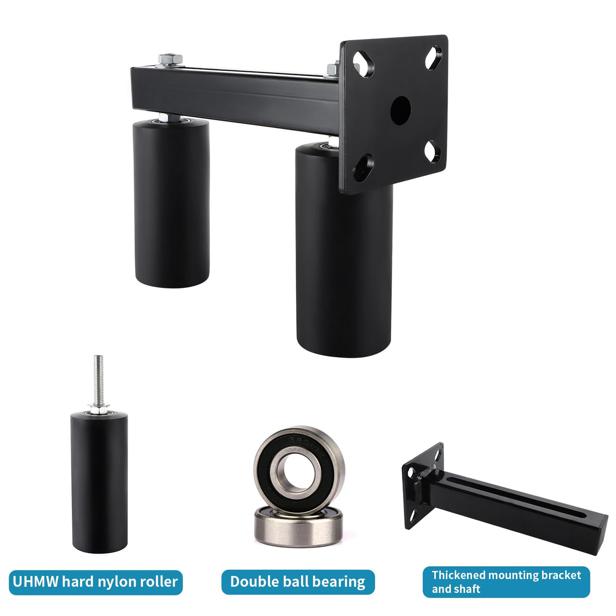 Skelang 6-inch roller and 4x4-inch bracket demonstrate compact, strong assembly.
