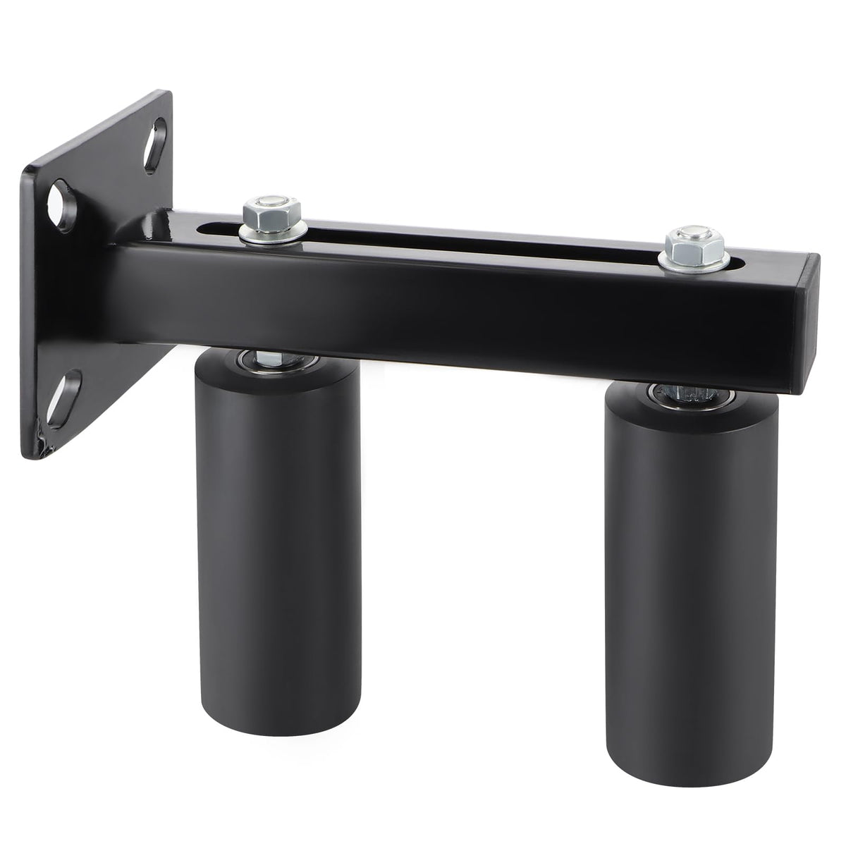 Skelang slide gate guide roller close-up, featuring UHMW nylon for smooth, quiet operation.