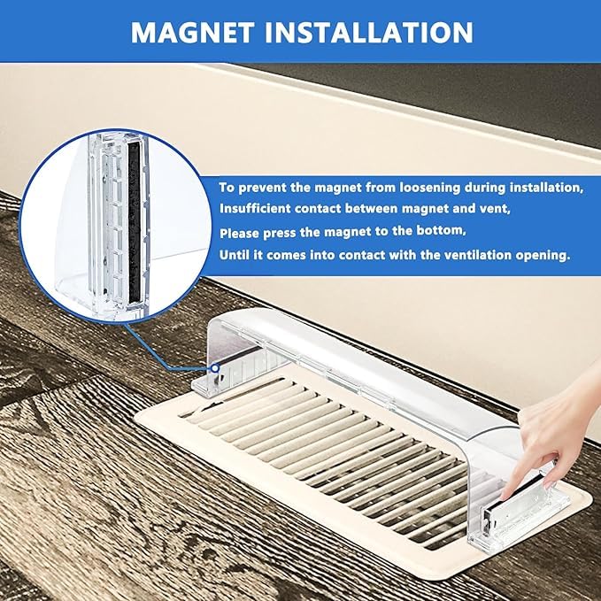 SKSFLY transparent vent deflector on floor vent blends with decor.
