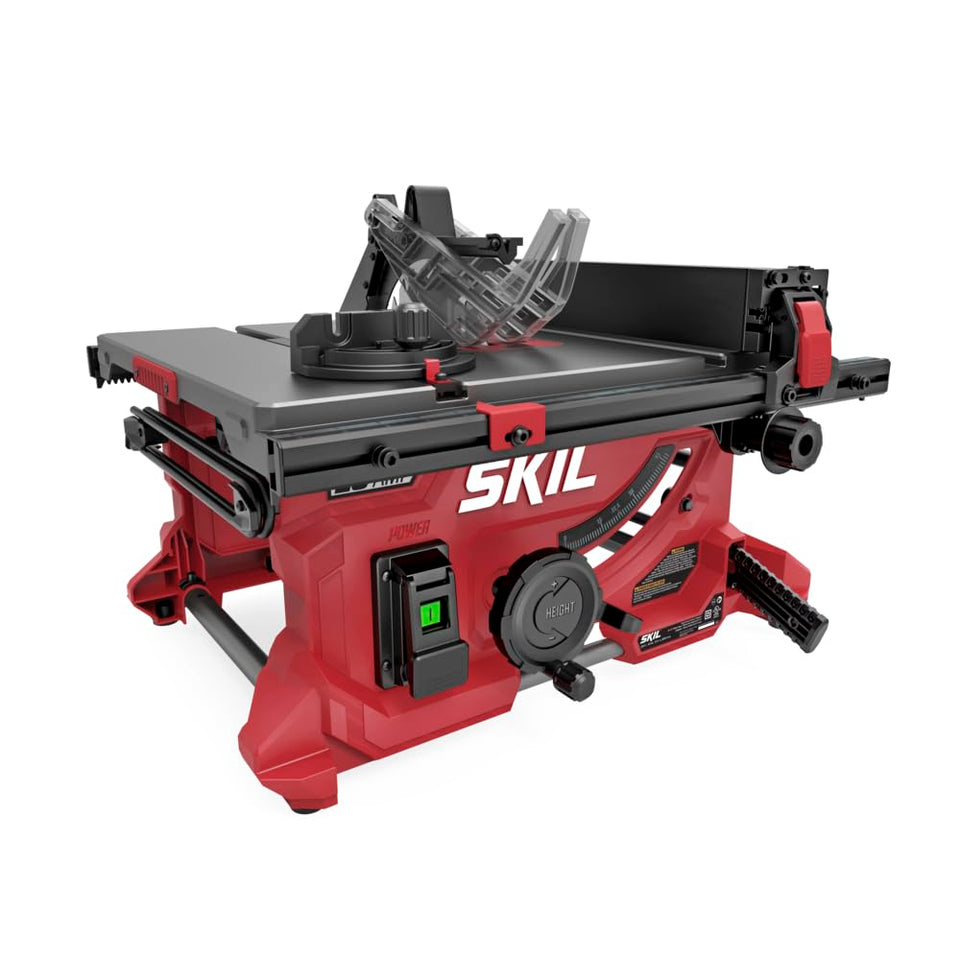 SKIL 15-amp table saw with rack and pinion fence rails for precise parallel cuts