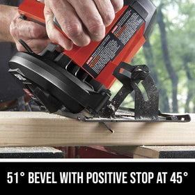 SKIL 5180 51-degree bevel with positive stop for precise angle cuts.