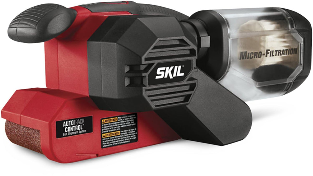 Skil 7510-01 belt sander front view showing compact design for controlled sanding.