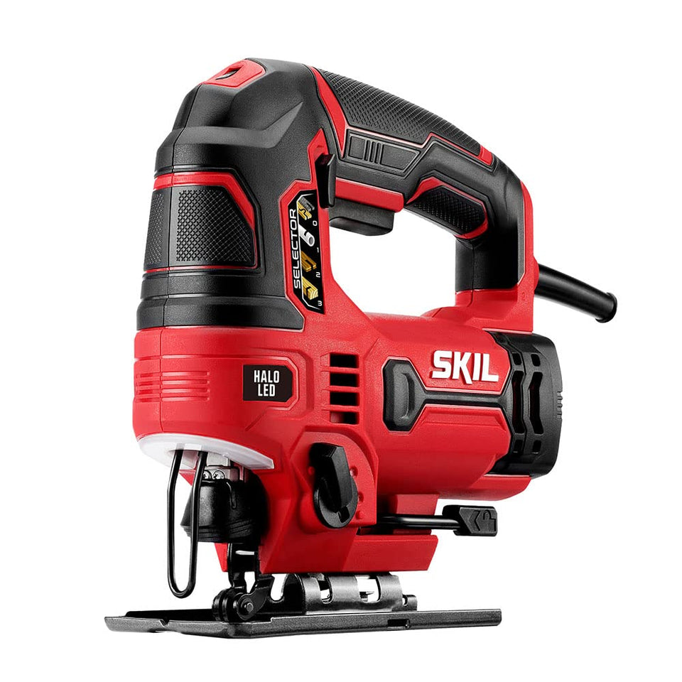 Skil JS314901 corded jig saw for clean, precise wood cuts in the workshop