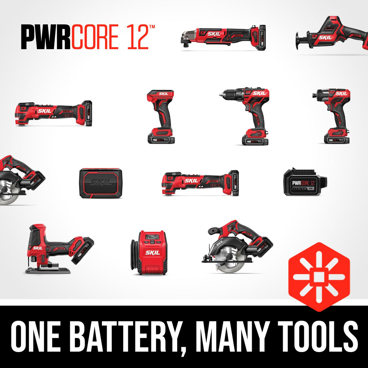 Charger and kit box included to keep SKIL PWRCore 12 ready