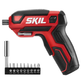 Skil rechargeable 4V screwdriver front view showing compact design for easy handling