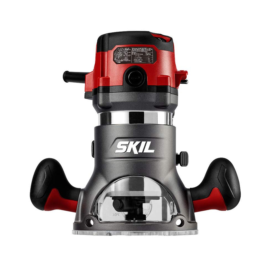 Skil RT1323-00 fixed-base router motor enables steady, precise routing.