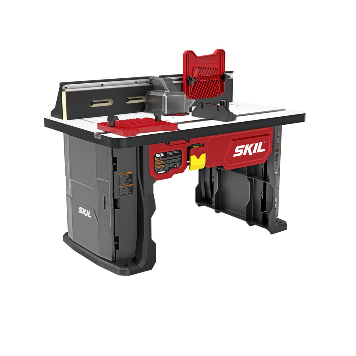 Skil SRT1039 above-table lift enables quick router height adjustments.