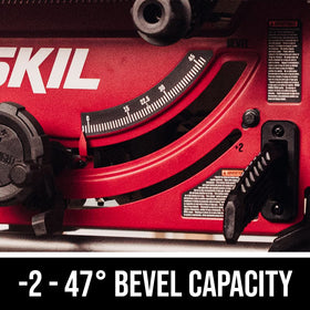 SKIL TS6307-00 parallel blade alignment ensures precise adjustments to rip fence and miter slot