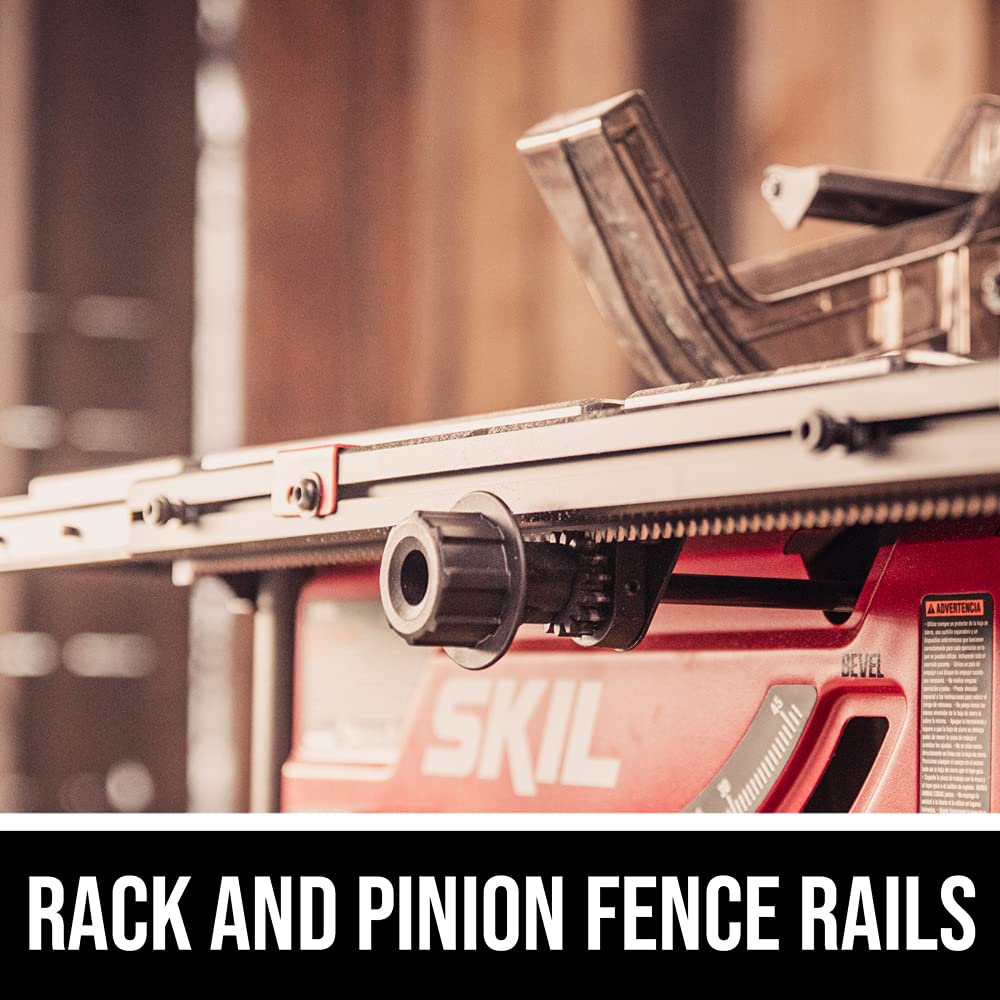 SKIL TS6307-00 rack and pinion fence maintains parallel accuracy for precise cuts
