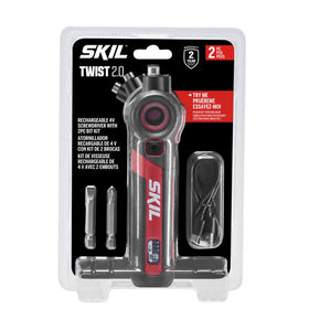 SKIL Twist 2.0 pivoting head reaches tight spaces for cabinet screws.