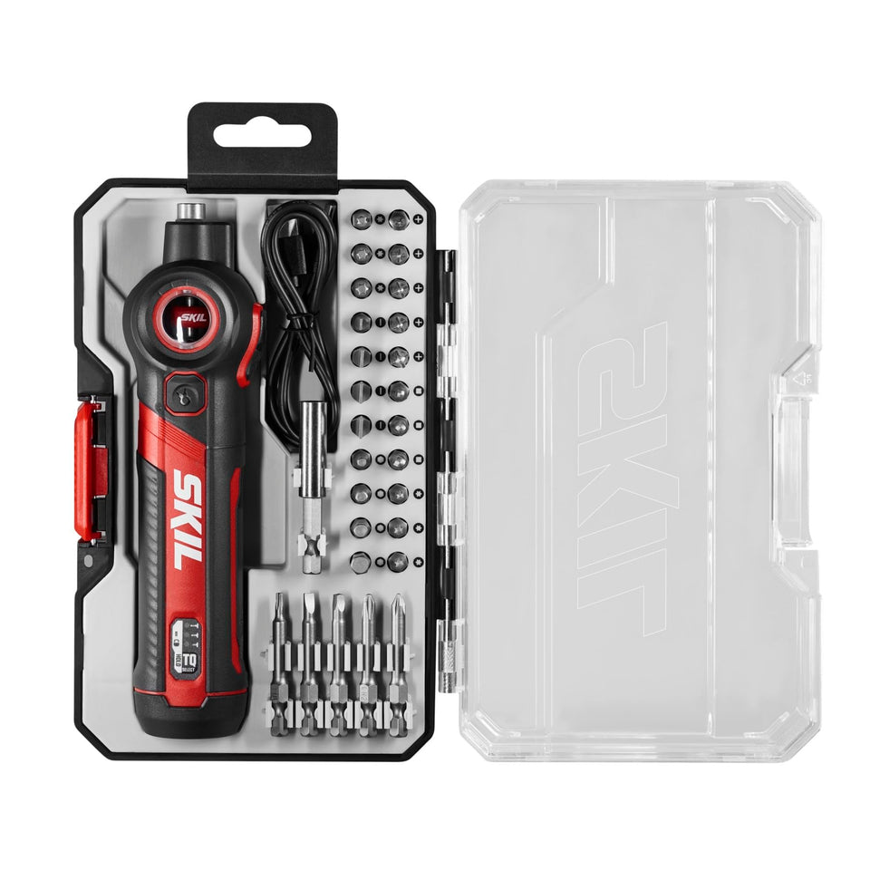 SKIL Twist 2.0 screwdriver pivoted to 0 degrees for tight-space alignment