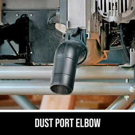 SKILSAW SPT99-11 dust port elbow helps keep workspace cleaner