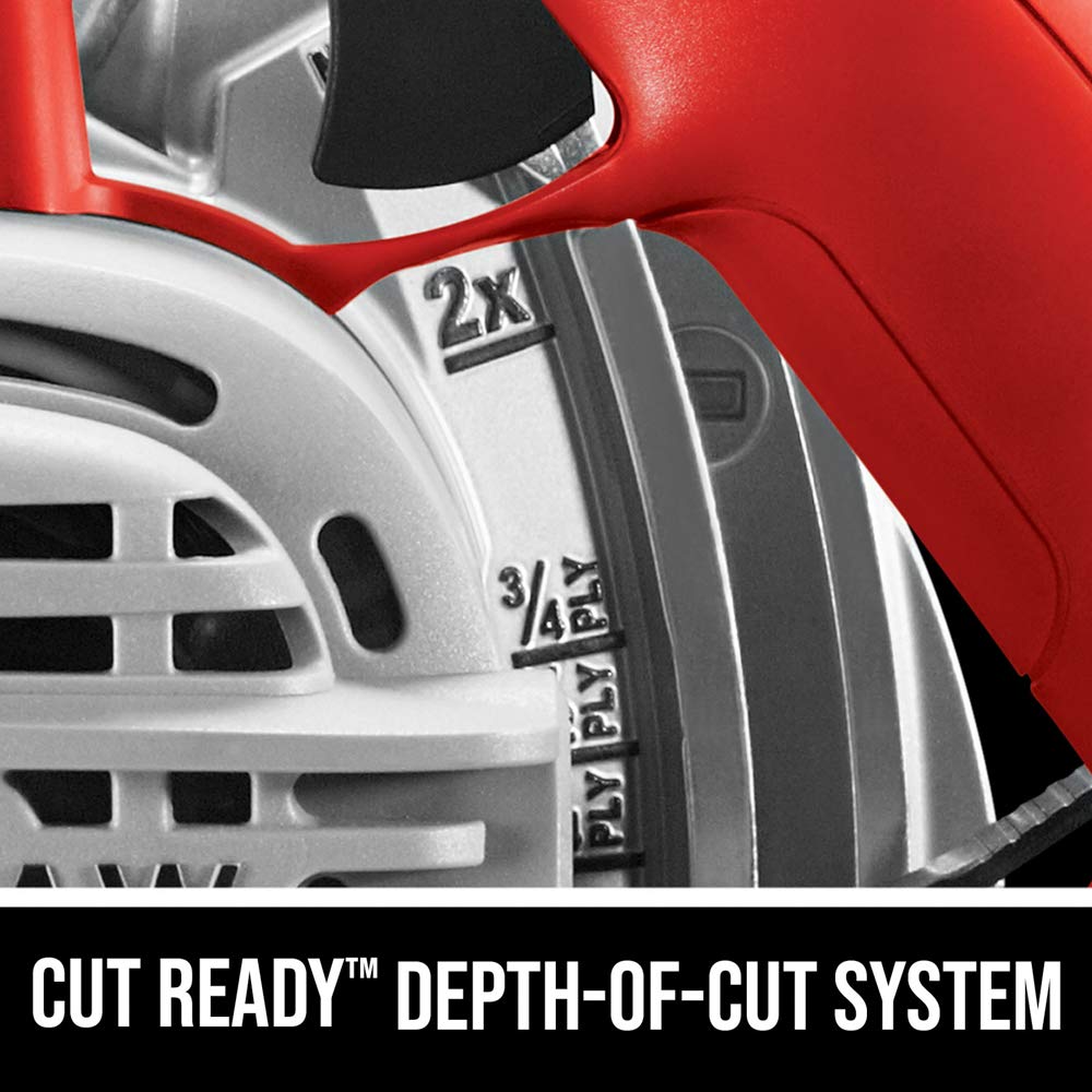 Skilsaw SPT67WL-01 15-amp motor delivers reliable power for demanding cuts.