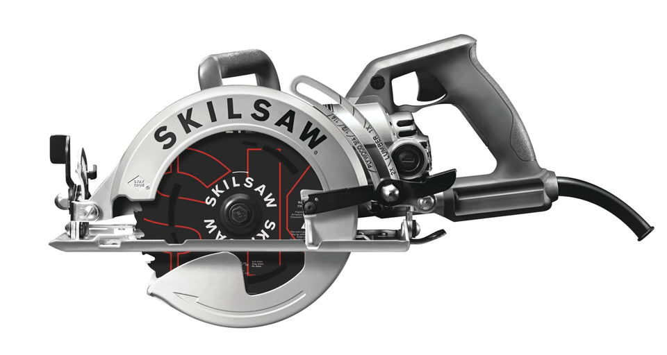 Skilsaw SPT77W-01 front view with durable aluminum body for strength.