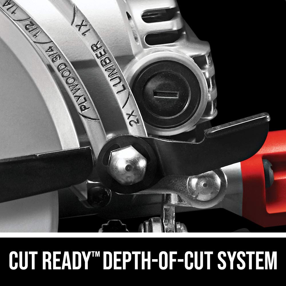 Anti-snag lower guard on Skilsaw supports smooth operation for small pieces