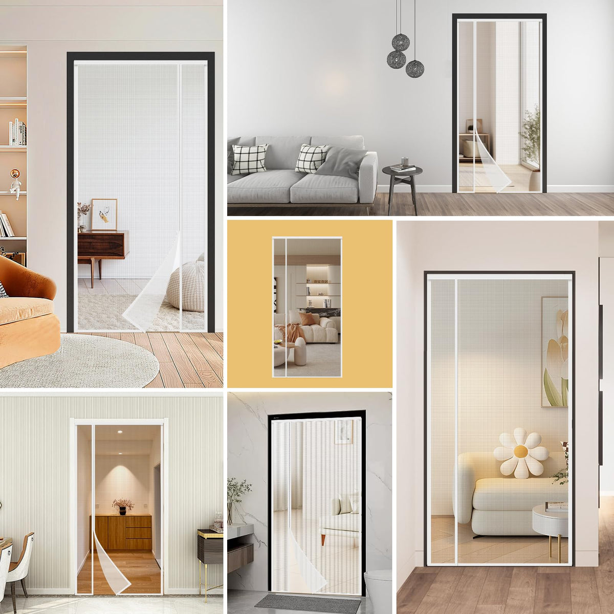 Skloopearg door curtain fits standard 36x82 openings.