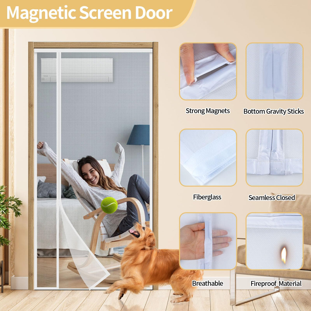 Skloopearg pet-friendly door screen supports indoor-outdoor activity.