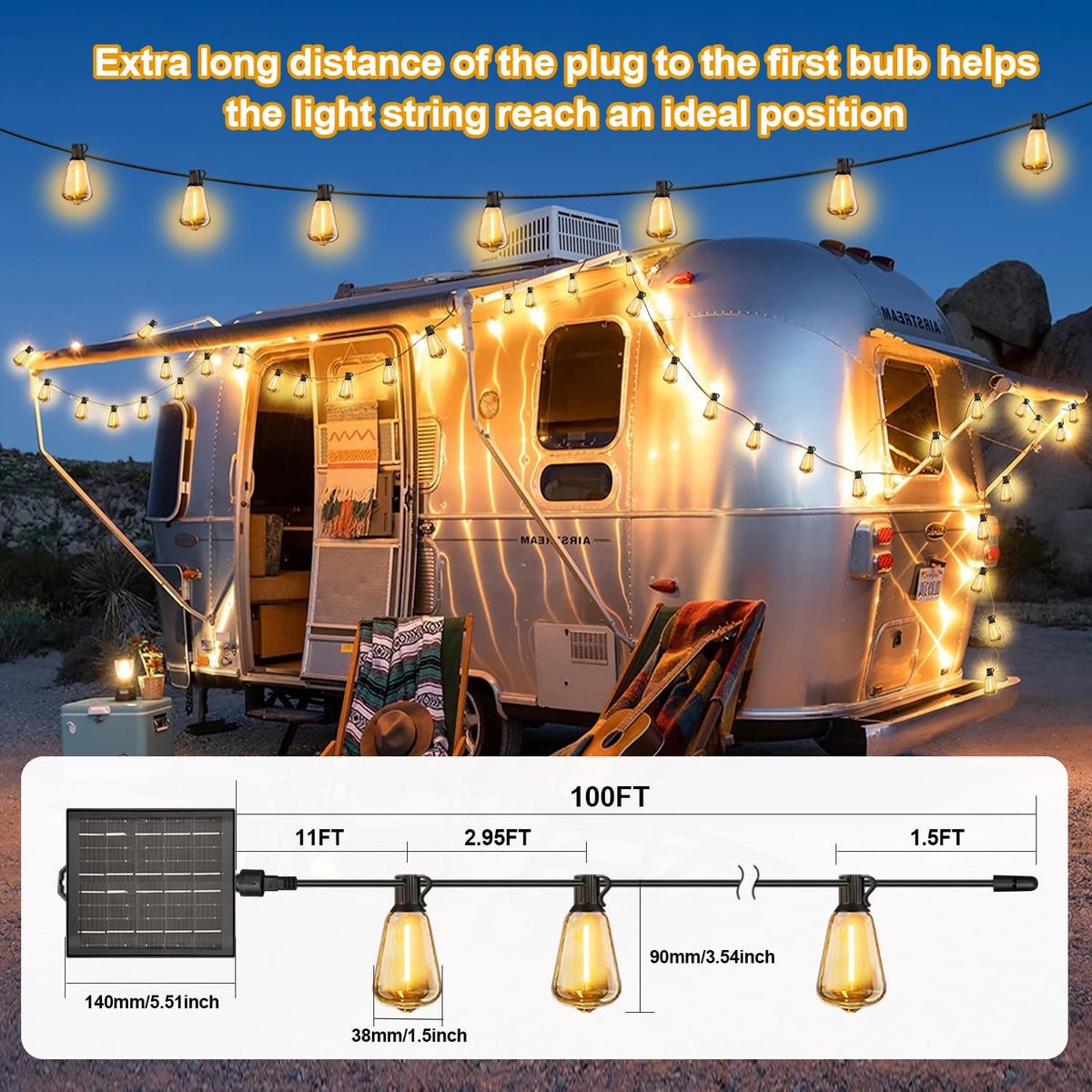 Skoiuc long 100ft strand lighting long pergola or fence areas
