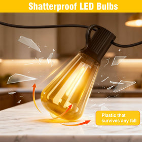 Skoiuc 66 ft of string lights lighting a spacious patio ambiance