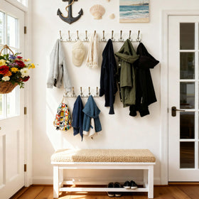 Coat, towel, or bag storage capacity up to 30 pounds on SKOLOO Creations rack.
