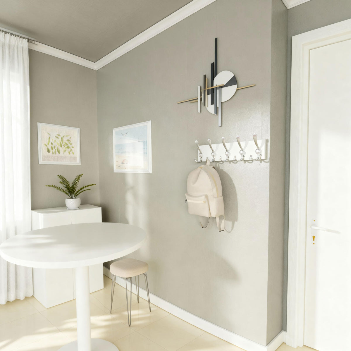Wall-mount hardware included with SKOLOO Creations coat rack for easy installation.