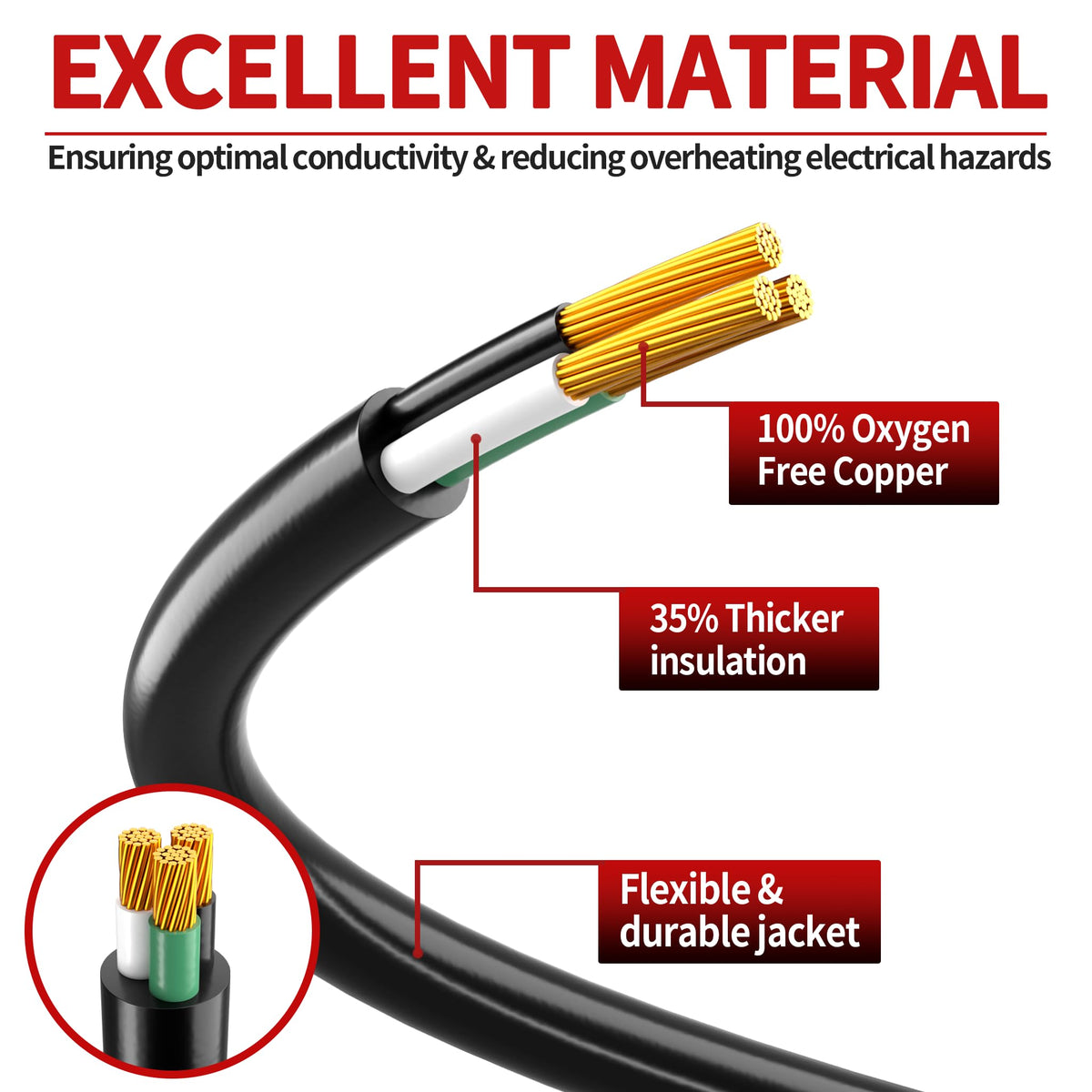 Skrizcable 12AWG extension cord with LED indicator end for dark work zones.