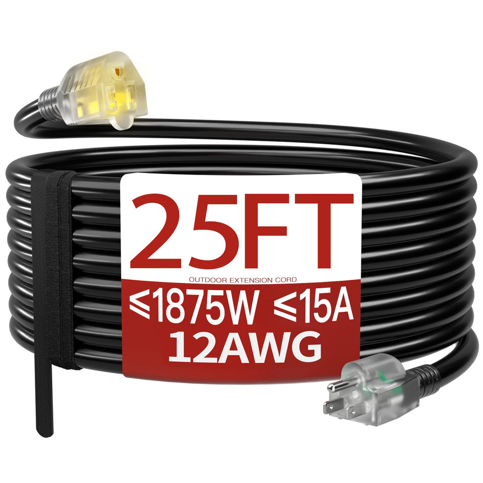 Skrizcable 25 ft outdoor extension cord ready for lawn and garden use with reliable power.