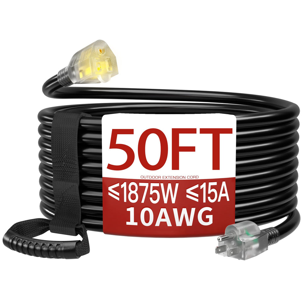 Skrizcable 50ft extension cord outdoors with ample reach for yard projects