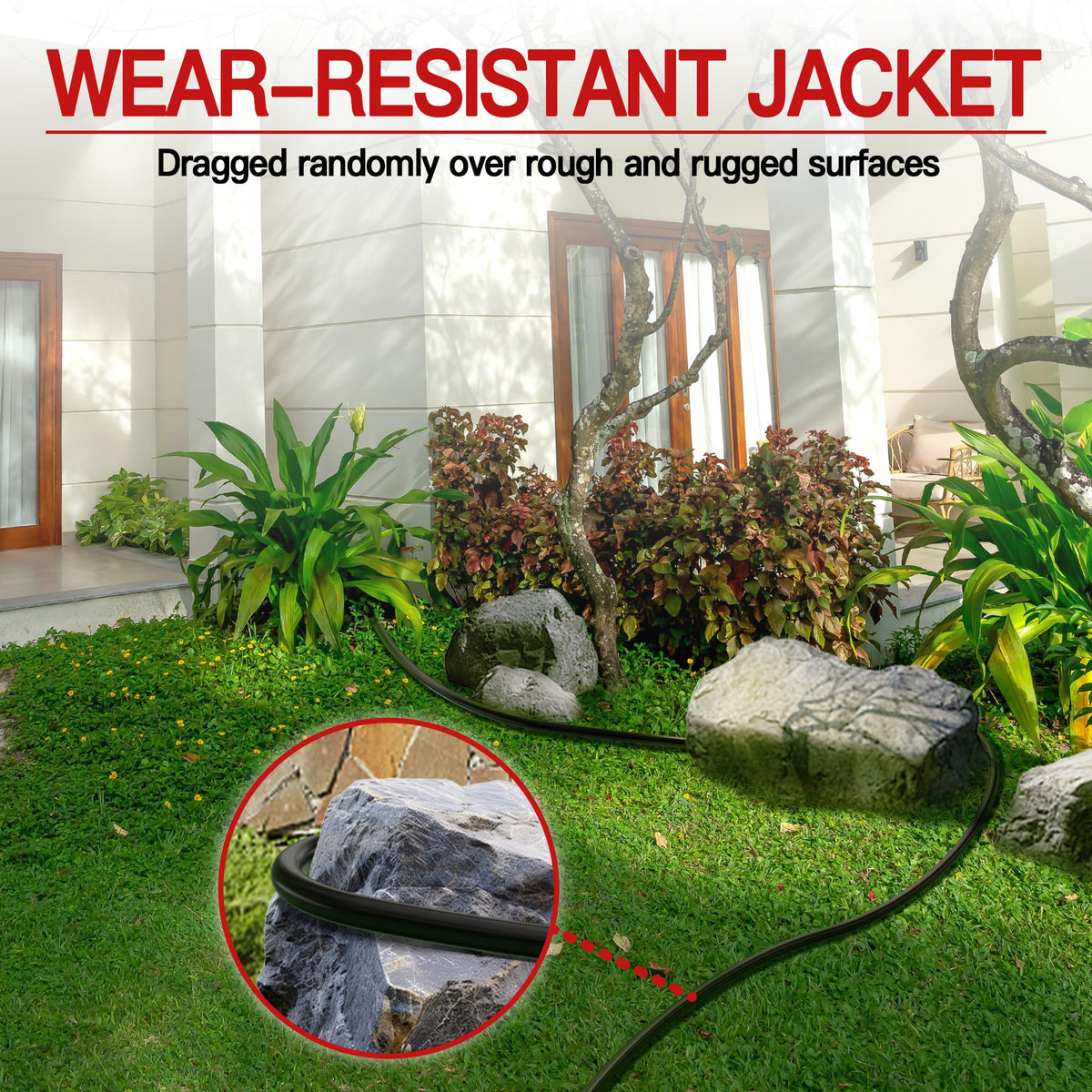 Skrizcable abrasion-resistant extension cord resists wear on rough surfaces.