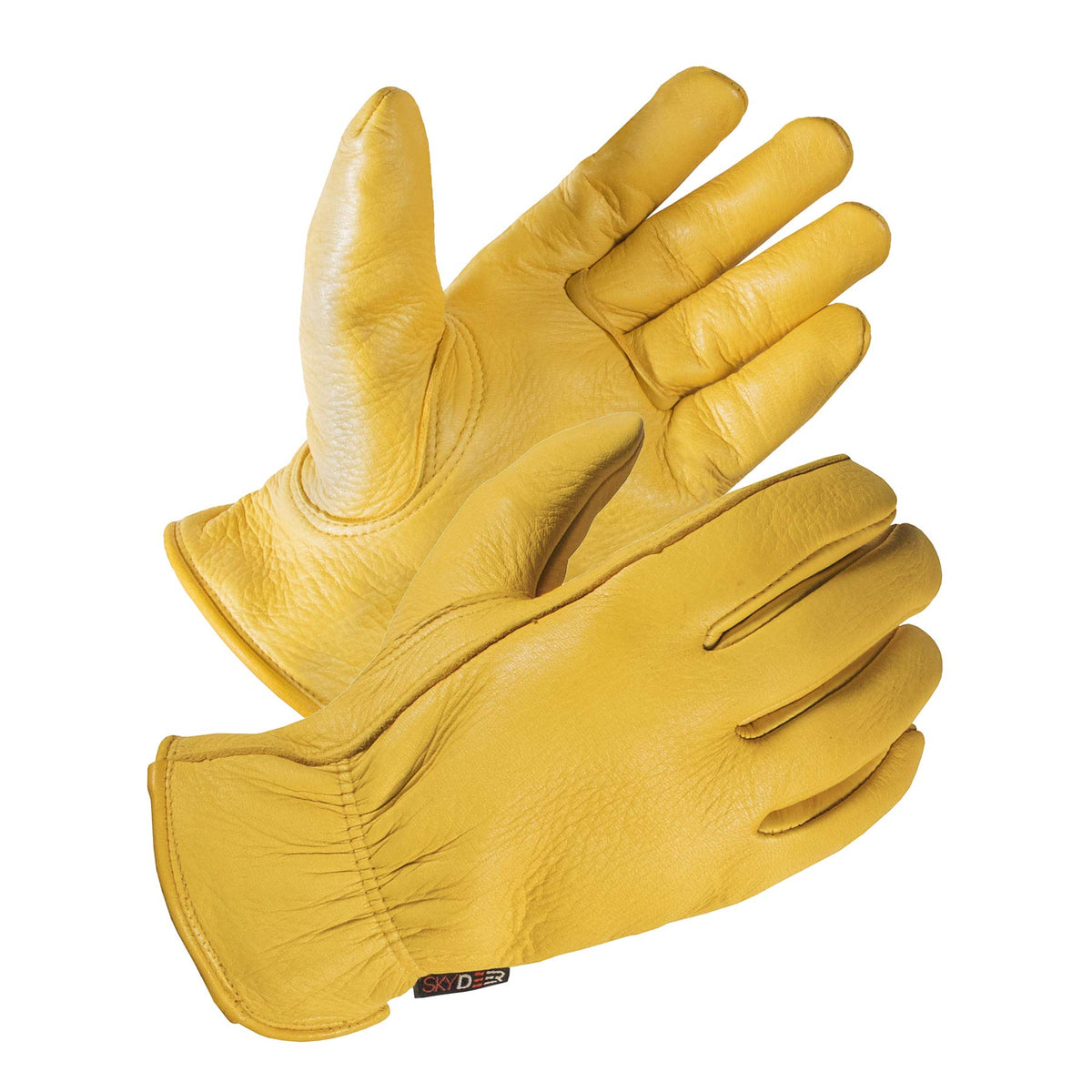 Skydeer SD2210 deerskin gloves palm view highlighting soft texture and grip.