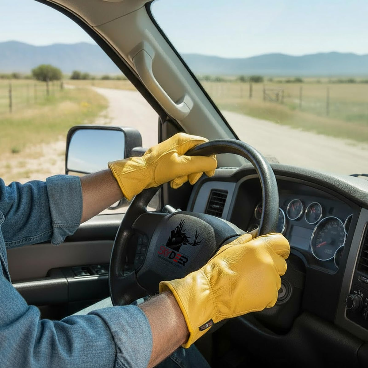 Gardener using Skydeer SD2210 gloves for tool handling and soil work.