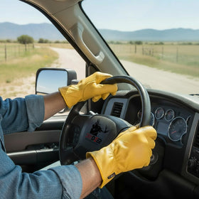 Gardener using Skydeer SD2210 gloves for tool handling and soil work.