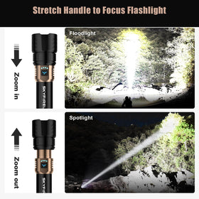 SKYFIRE 3000lm LED flashlight delivering long-range illumination for outdoor tasks.