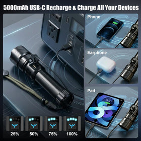 SKYFIRE 5000mAh battery powers extended use and acts as a power bank