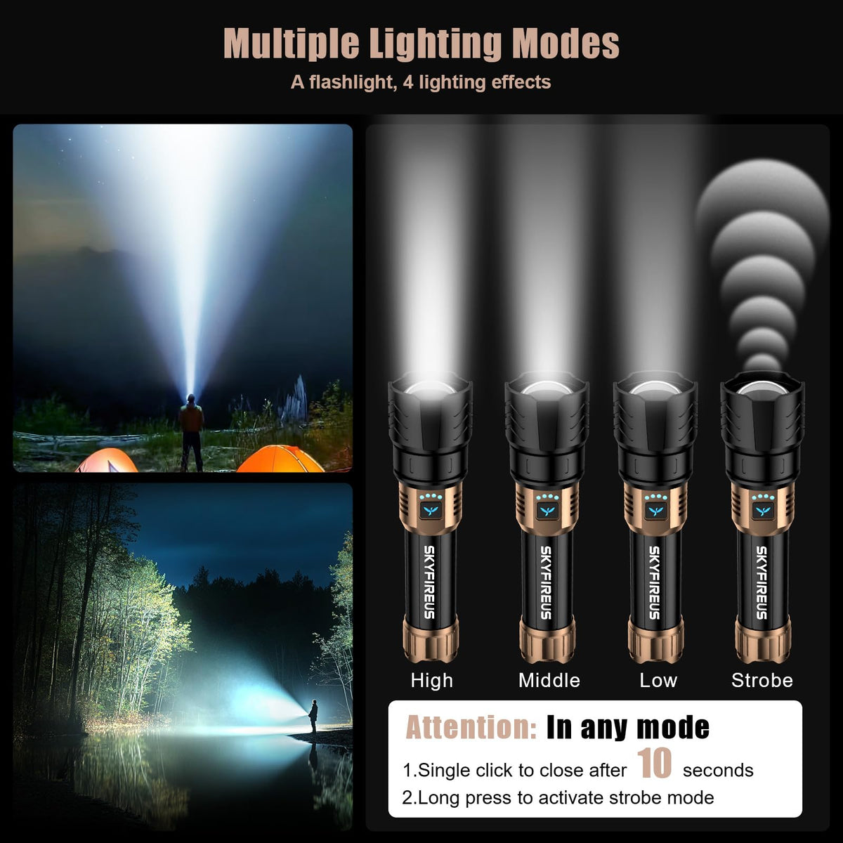 SKYFIRE flashlight doubles as a powerbank to charge devices