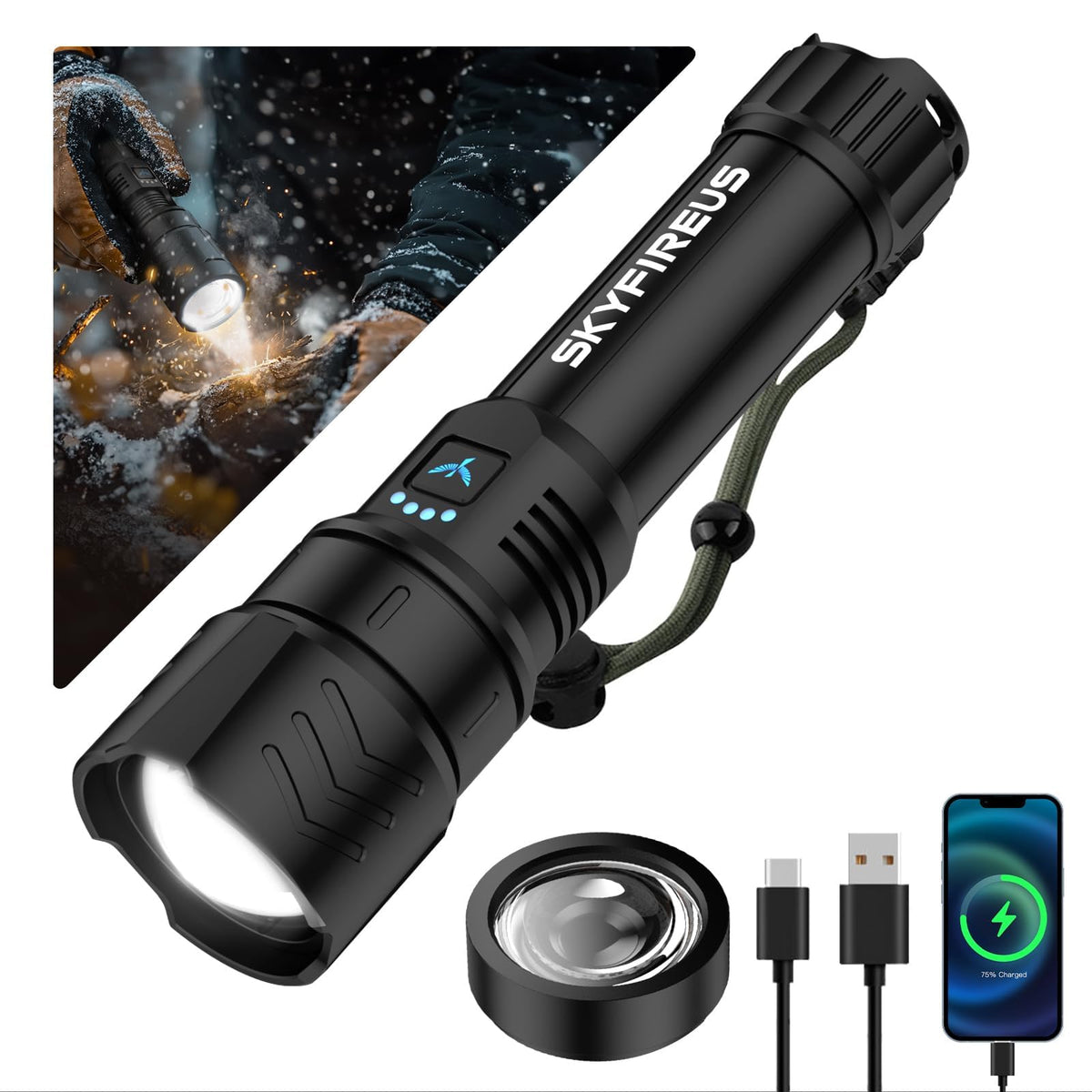 SKYFIRE strobe mode for signaling or attention in emergencies