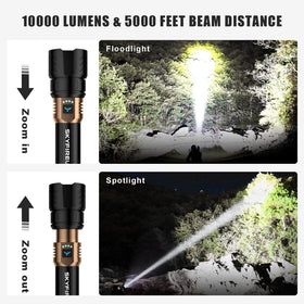 SKYFIRE flashlight zoom control enables spotlight or floodlight for versatile tasks