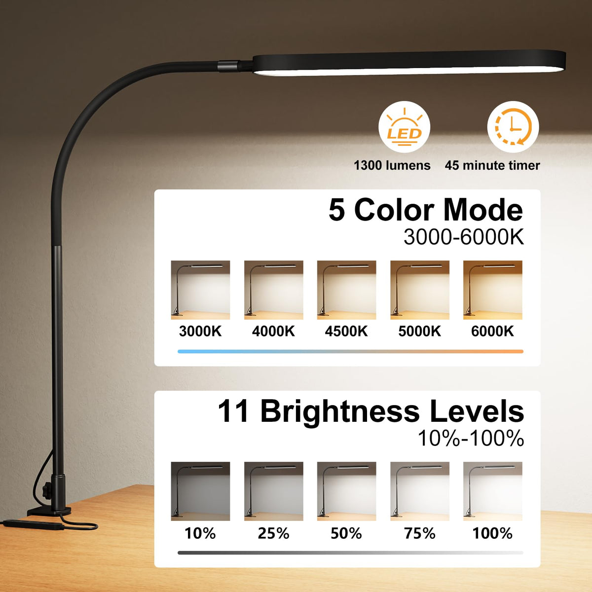 SKYLEO gooseneck design enables flexible positioning for comfortable lighting