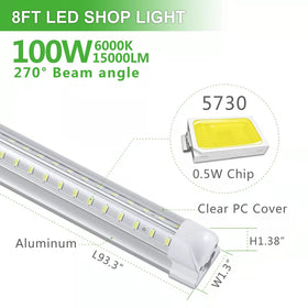 Skymoatled 100W LED tube close-up showcasing bright task lighting.
