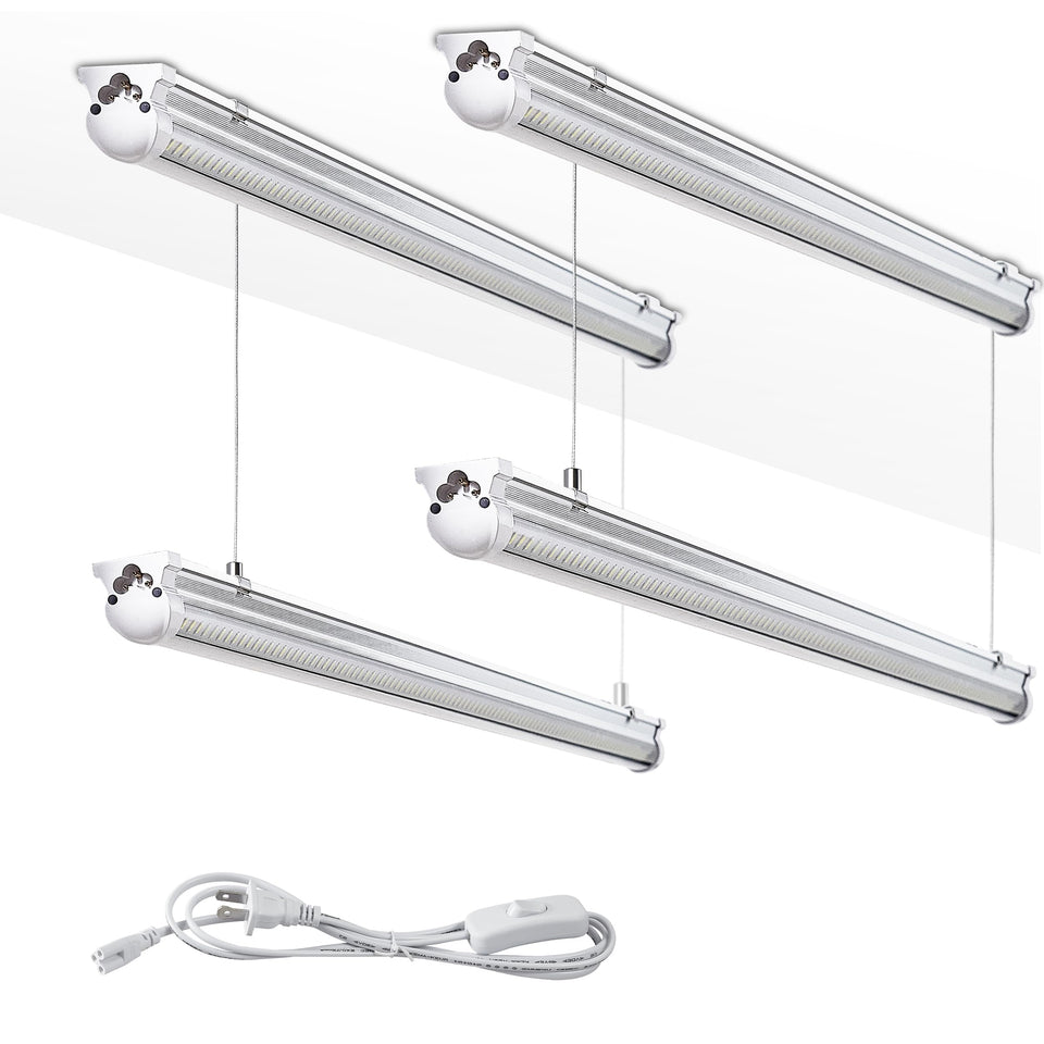 Skymoatled 4Pack 8ft LED shop lights in box for garage-wide illumination.