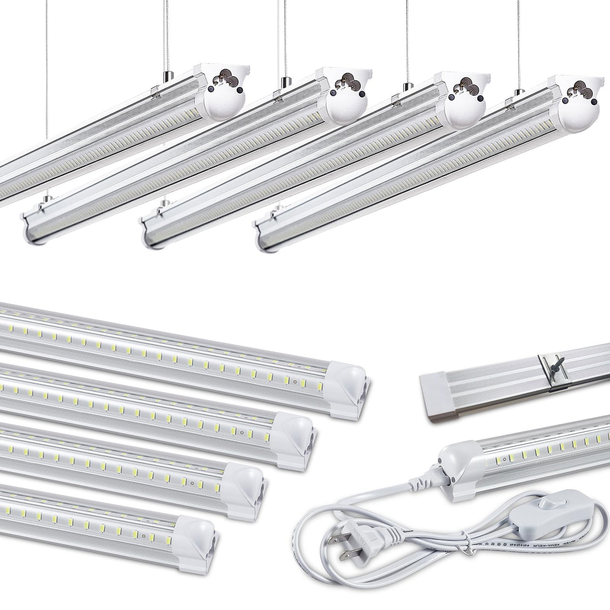 Skymoatled 8Pack 4FT LED Shop Light bundle for broad, bright garage coverage.