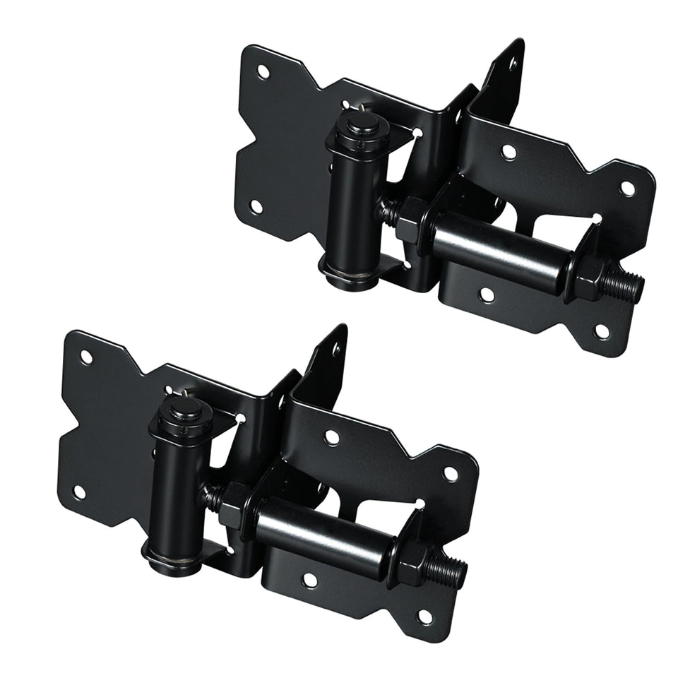SKYSEN carbon steel gate hinges in black finish for durable outdoor fencing.