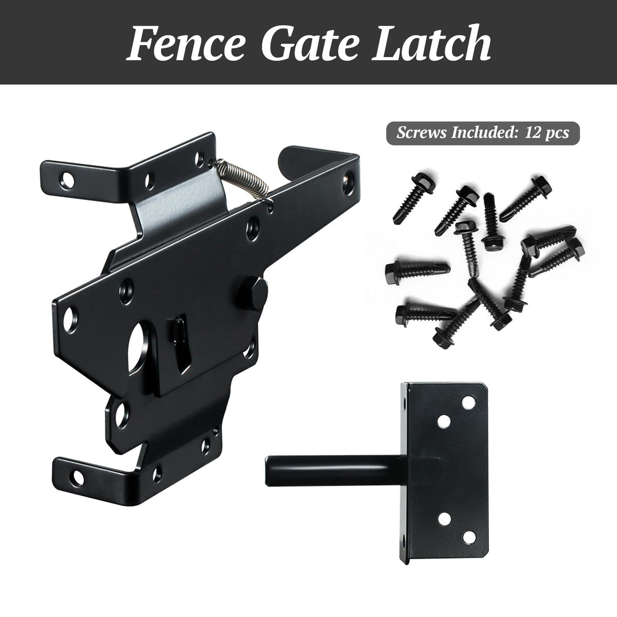 SKYSEN latch package includes hardware for quick fence installation