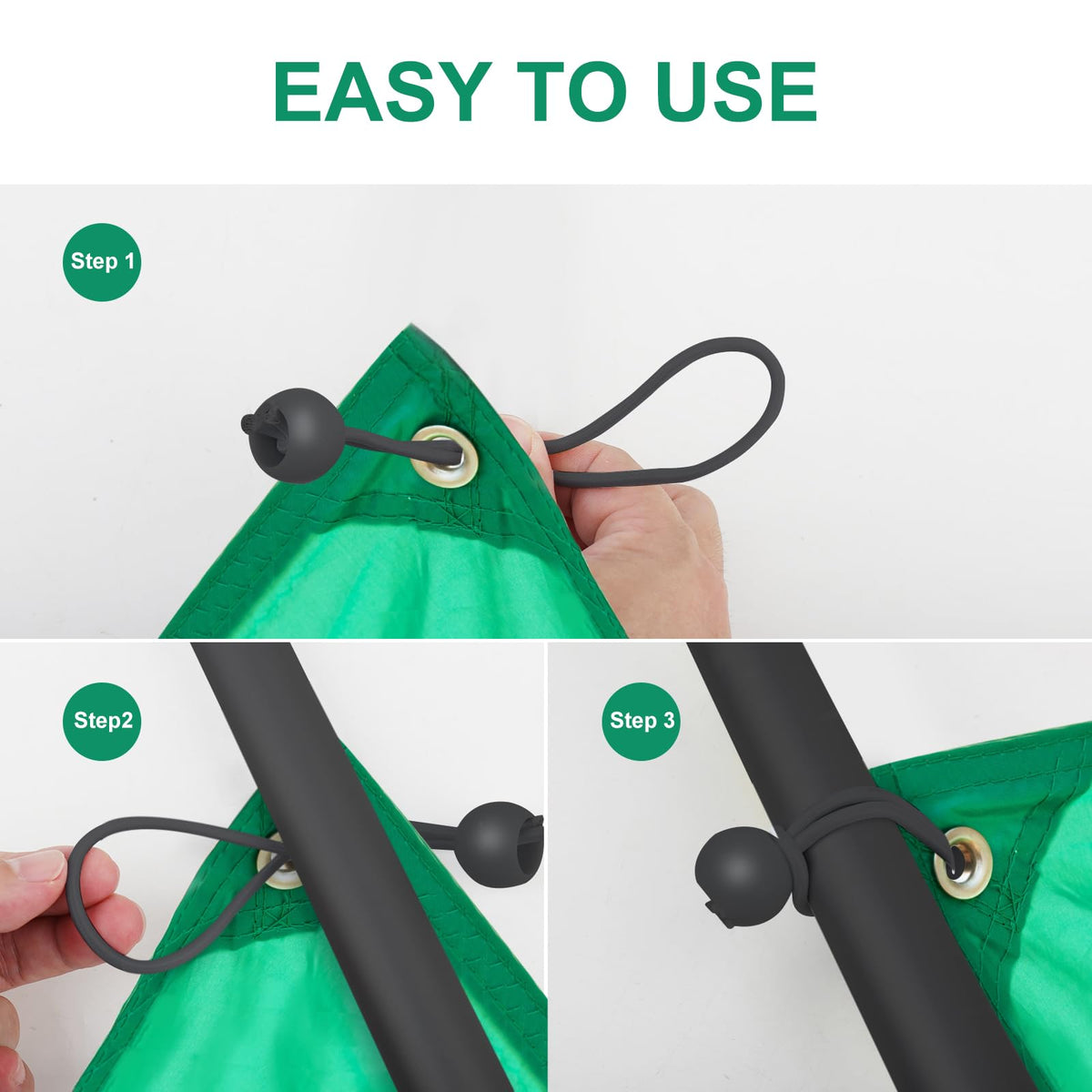 Skytened easy tie-down method with a ball bungee.