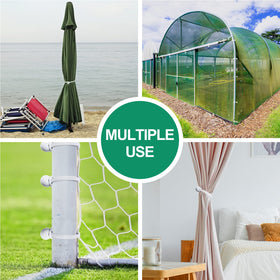 Skytened UV-resistant 4-inch bungee cords provide durable outdoor support.