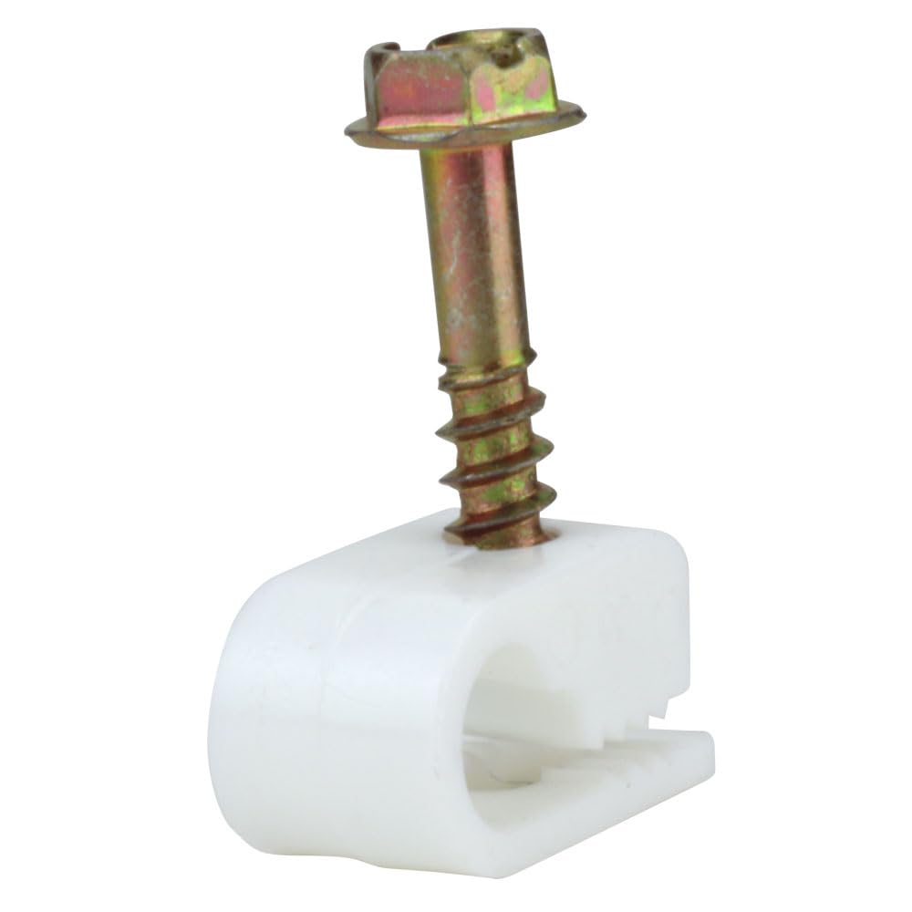 Skywalker RG6 screw clip white securely holds cabling.